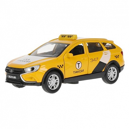 Машина Такси Lada Vesta SW Cross свет-звук 12 см двери и багажник открываются инерционная металлическая 