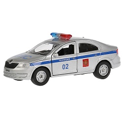 Машина металлическая инерционная Skoda Rapid – Полиция, 12 см, открываются двери и багажник (Технопарк, SB-18-22-SR-P-WB) - миниатюра