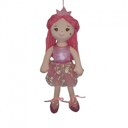 Кукла мягконабивная Принцесса в розовом блестящем платье и короной, 38 см 