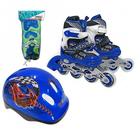 Набор: ролики раздвижные, алюминиевая рама, колеса PU, размер 27-30, с защитой и шлемом в ранце 