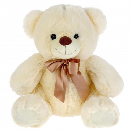 Мягкая игрушка – Медведь бежевый с бантом, 50 см 
