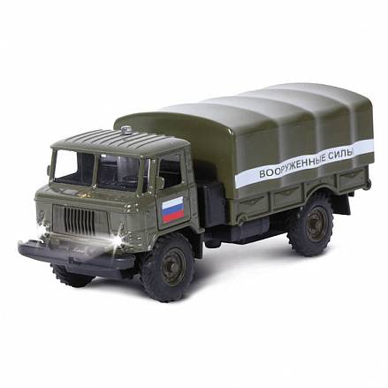 Машина металлическая инерционная - ГАЗ 66 - Вооруженные силы, со светом и звуком