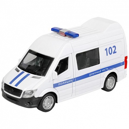 Модель Полиция свет-звук 14,5 см двери и багажник открываются инерционная металлическая 