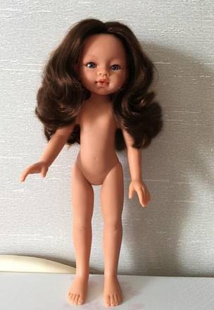Кукла Эмили, брюнетка, без одежды, 33 см, волнистые длинные волосы 