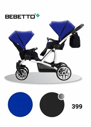 Детская прогулочная коляска Bebetto 42 Sport для двойни, шасси белая/BIA, цвет – 399 