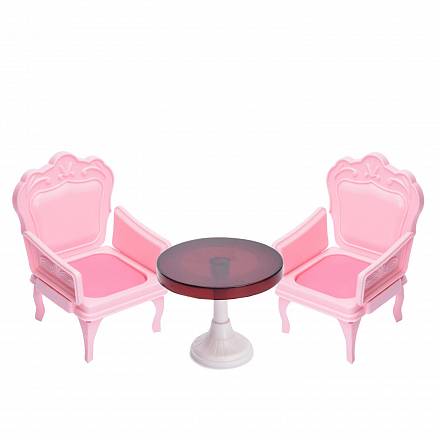 Мебель для куклы - Кресла со столиком для куклы, розовые 