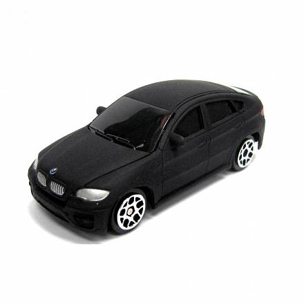 Машина металлическая RMZ City - BMW X6, 1:64, черный матовый цвет 