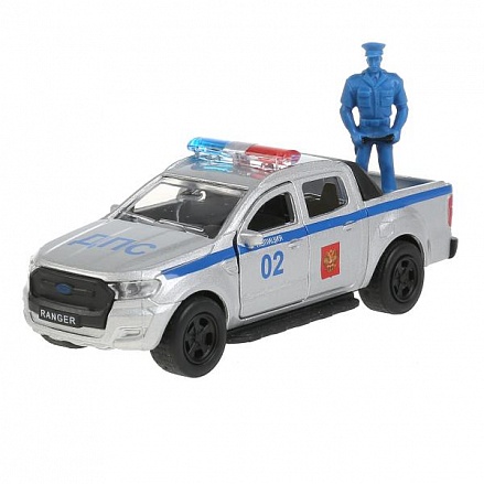 Машина Полиция Ford Ranger 12 см с фигуркой двери и багажник открываются металлическая инерционная 
