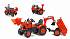 Трактор-экскаватор педальный с прицепом Kubota M135GX, красный 219 см  - миниатюра №3