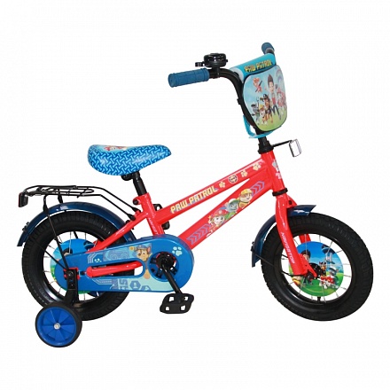 Детский велосипед Щенячий патруль, колеса 12", стальная рама, стальные обода, ножной тормоз 