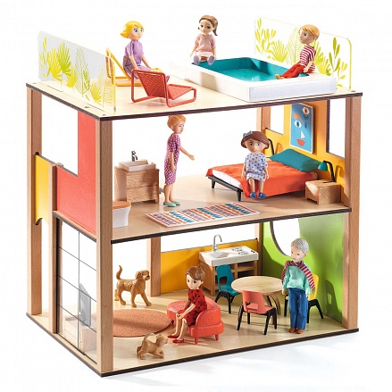 Кукольный дом с мебелью Городской набор 