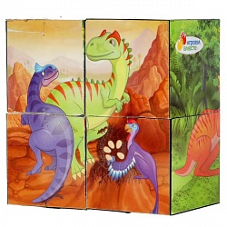 Набор кубиков Динозавры 4 штуки (Играем вместе, 01318-DINO) - миниатюра