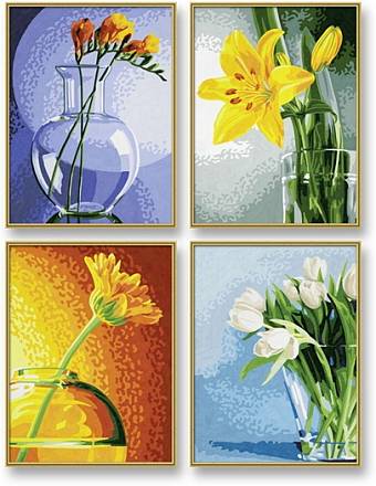 Четыре картины Цветы, размером 18х24см 