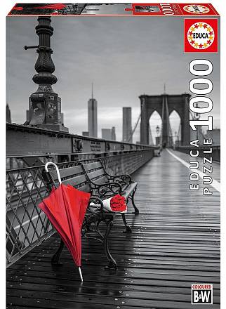Пазл из 1000 деталей - Красный зонт, Бруклинский мост 