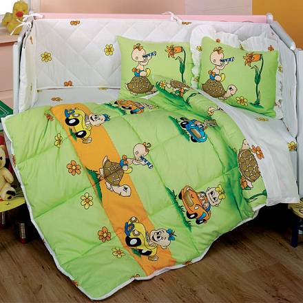 Детский комплект в кроватку Bebek TORTOISE зеленый, 6 предметов, 0-3 лет 