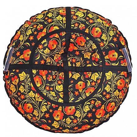 Санки надувные Тюбинг, дизайн - Узор Хохлома, автокамера, диаметр 110 см. 
