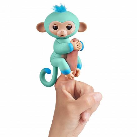 Интерактивная обезьянка Эдди, голубая, 12 см 