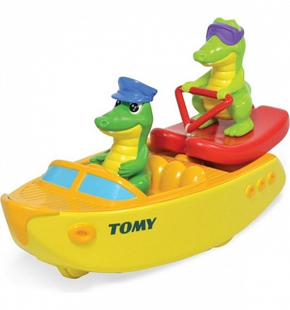 Игрушка для ванны - Крокодил на водных лыжах, с веревочкой 