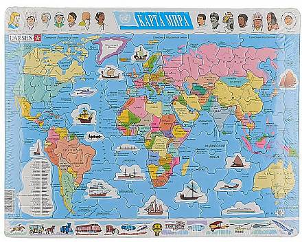 Пазл - Карта мира, 107 элементов, русский 