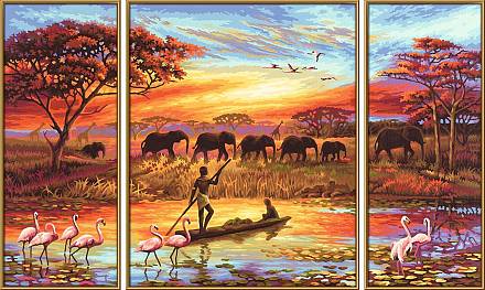 Триптих. Раскраска по номерам - Африка. Магический континент, 50 х 80 см 