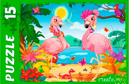 Макси-пазлы Любимые фламинго, 15 элементов 