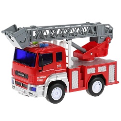 Камаз-пожарная машина, 17 см, инерционный, свет и звук (Технопарк, KAM-17PL-FIR) - миниатюра