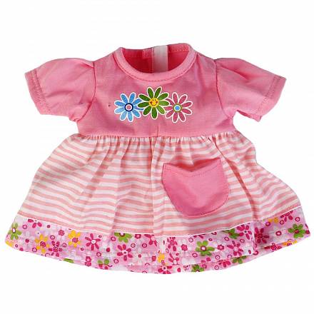 Одежда для кукол Карапуз™ 40-42 см - Платье в полоску с цветочками 