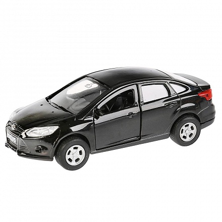 Машина металлическая Ford Focus 12 см, инерционная, открываются двери и багажник, цвет черный -WB)