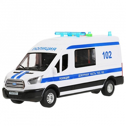 Полицейский фургон - Ford Transit инерционный, открываются двери, 22,5 см, свет и звук 