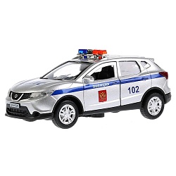 Машина металлическая Nissan Qashqai Полиция, длина 12 см., свет и звук, инерционная (Технопарк, QASHQAI-P-SL) - миниатюра