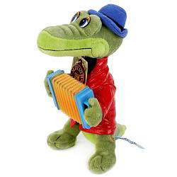 Озвученная мягкая игрушка - Крокодил Гена с аккордеоном, 24 см (Мульти-пульти, V40652/21MS26sim) - миниатюра