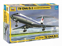 Пассажирский авиалайнер - Ту-134 А/Б-3 (Звезда, 7007) - миниатюра