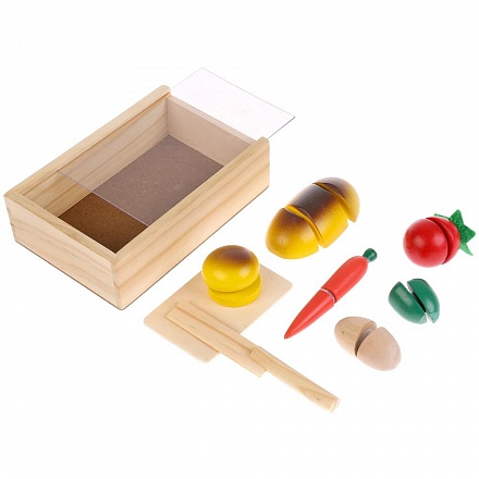 Игрушка деревянная - Овощи на липучке, в пакете 