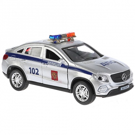 Машина металлическая Mercedes-Benz Gle Coupe Полиция, 12 см., свет и звук, инерционная 