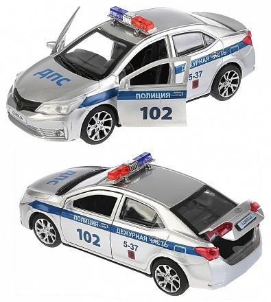 Машинка металлическая инерционная – Toyota Corolla Полиция, 12 см., открываются двери и багажник 