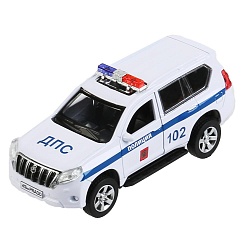 Инерционная металлическая модель - Toyota Prado – Полиция, 12см, цвет белый (Технопарк, PRADO-P-WH) - миниатюра