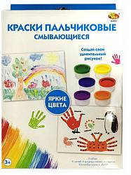 Краски пальчиковые смывающиеся, 6 цветов, 10 листов, 8 фигурных спонжей (Abtoys, A2803) Краски пальчиковые смывающиеся, 6 цветов, 10 листов, 8 фигурных спонжей (Abtoys, A2803)
