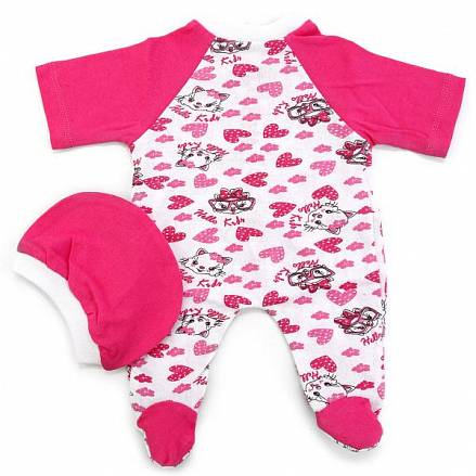 Комплект одежды для куклы карапуз 40-42см - Комбинезон с шапочкой, розовый 