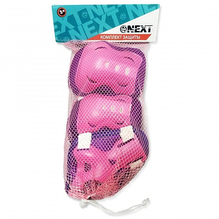 Комплект защиты розовый для коленей, локтей и запястий, размер S, в сетке -S-2sim)