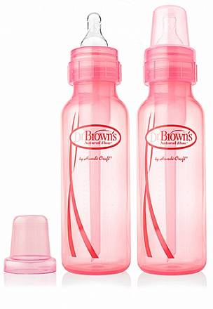 Набор из 2-х розовых бутылочек противоколиколиковых с узким горлышком, 250 мл 
