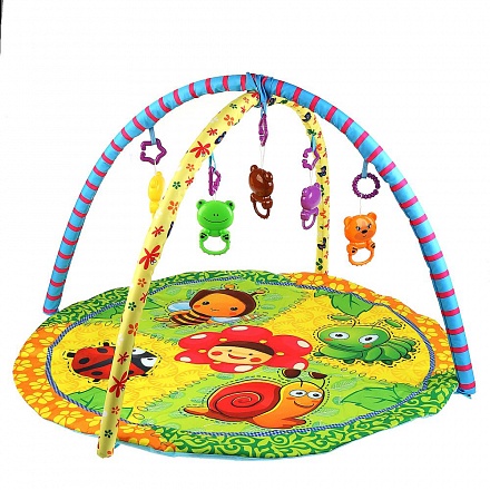 Детский игровой коврик - Божья коровка с игрушками на подвеске 