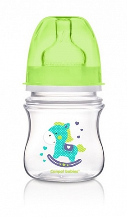 Бутылочка PP EasyStart с широким горлышком антиколиковая, 120 мл, 3+ Toys, цвет зеленый 