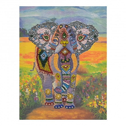 Мозаика из пайеток на холсте - Слон 