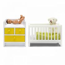 Мебель для домика из серии Стокгольм - Кровать с пеленальным комодом (Lundby, LB_60905300) Мебель для домика из серии Стокгольм - Кровать с пеленальным комодом (Lundby, LB_60905300)