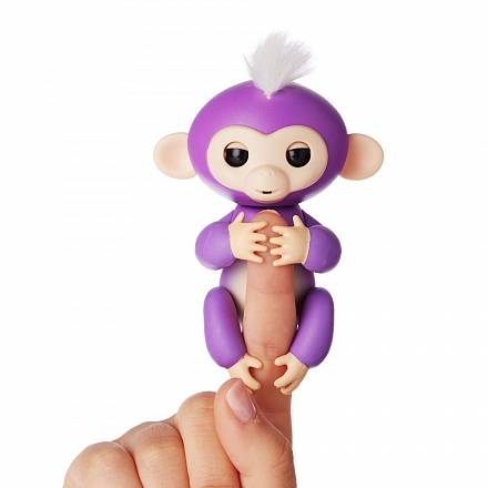 Интерактивная ручная обезьянка Fingerlings WowWee – Миа, фиолетовая, 12 см 