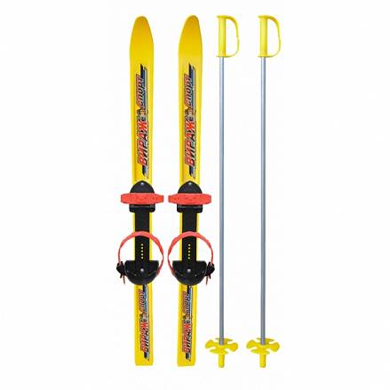 Лыжи детские Вираж-Спорт, длина лыж – 100 см., палок - 100 см, универсальное крепление Цикл 