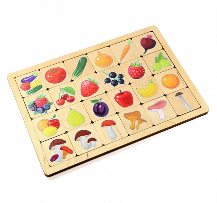 Развивающая деревянная игра – Овощи, фрукты, ягоды, грибы 