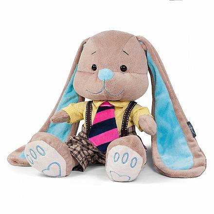 Мягкая игрушка - Стиляги - Зайчик Жак в полосатом галстуке, 25 см 