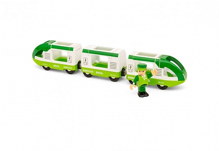 Игровой набор – Зеленый поезд с 3 вагонами и машинистом 