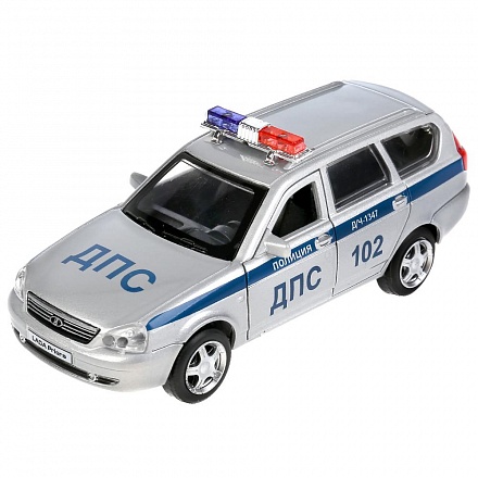 Машина Полиция Lada 2171 Priora 12 см свет-звук двери и багажник открываются металлическая  